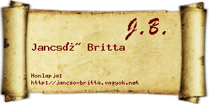 Jancsó Britta névjegykártya